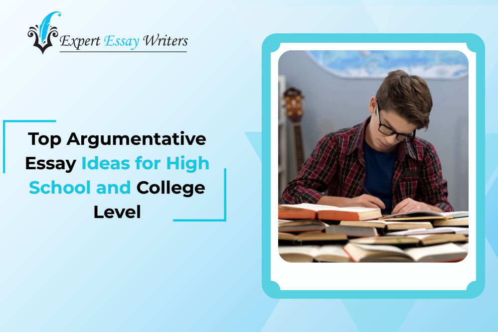 Student working on argumentative essay ideas for high school and college level